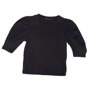 NWT Zara Black Puff Sleeve Crop Top Size Small